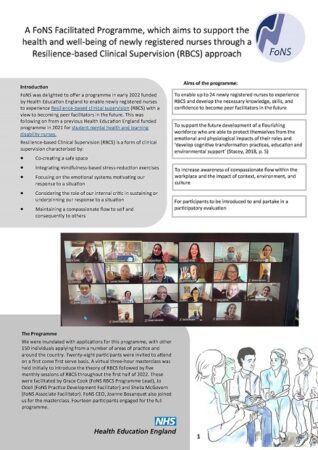 Screen shot of the RBCS for newly registered nurses report